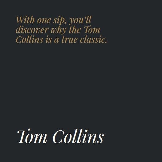 Tom Collins Recipe Card