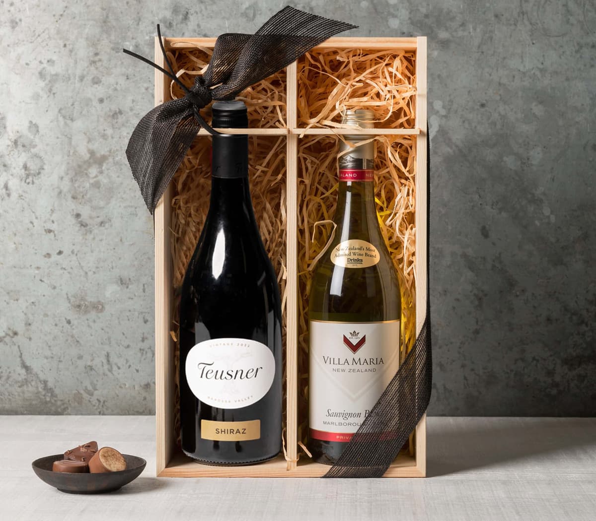 Wine Duo in Wooden Gift Box (From $59.00) Gift Basket Hamper