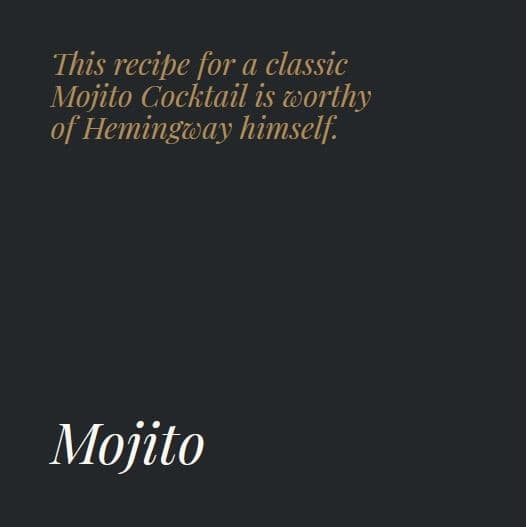 Mojito Recipe Card