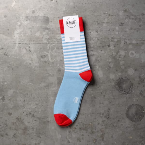 Three Chiefs / Light Blue, Red &amp; White Striped