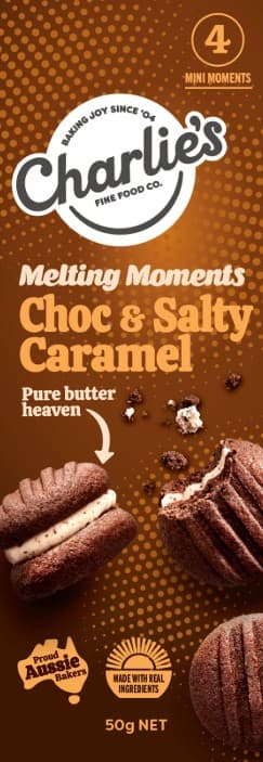 Charlies Mini Melting Moments Choc &amp; Salty Caramel 50g