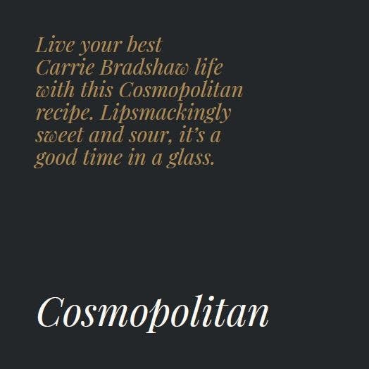 Cosmopolitan Recipe Card