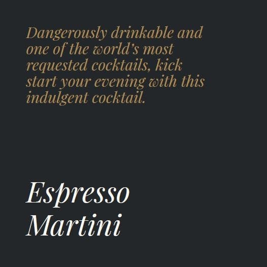 Espresso Martini Recipe Card