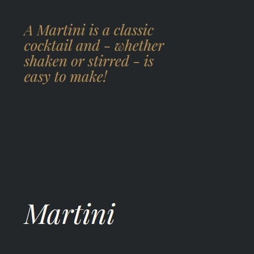 Martini Recipe Card