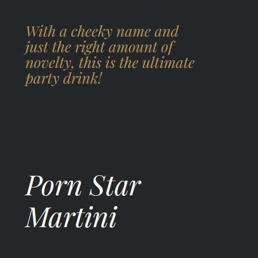 Porn Star Martini Recipe Card