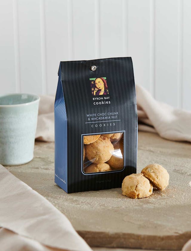 Byron Bay Cookie Company White Choc Chunk Macadamia Cookies Gift Bag 150g