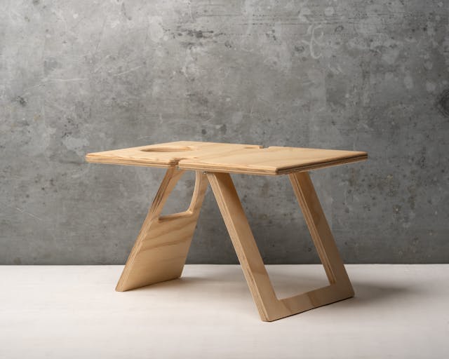 Natural Wood Two Person Wine Table